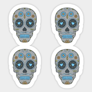 Grey Blue and Orange Day of the Dead Candy Skulls Pack Sticker